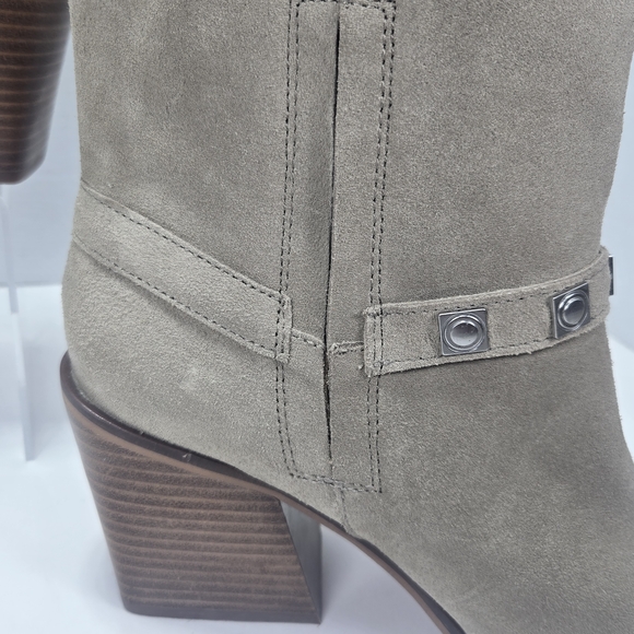 Lucky Brand SOGN buckled Block Heeled Suede Leather Western Boots Size 9 1/2 9.5 - Picture 7 of 16